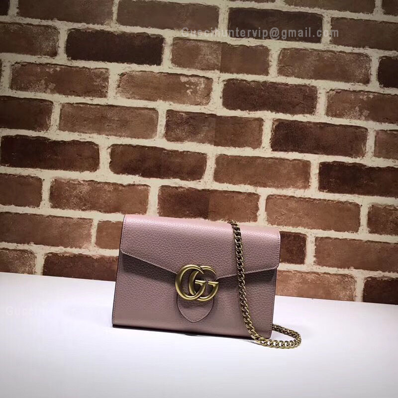 Gucci GG Marmonet Leather Mini Chain Bag Pink 401232